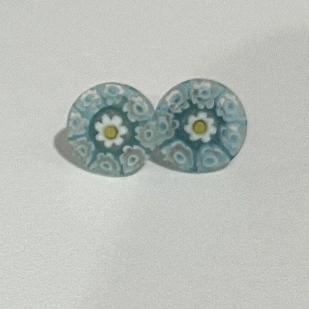 GlassOfVenice Murano Glass Millefiori Stud Earrings Round NEW